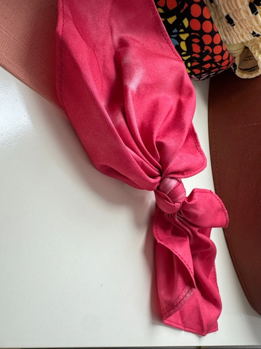 Free People Hair Scrunchie with Long Tie NEW pink red